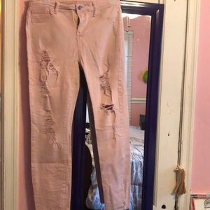 Distressed Pink Skinny Jeans